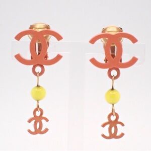CHANEL Coral Clip-On Earrings